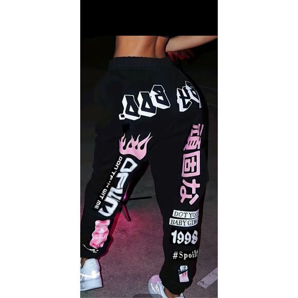 Printed joggers. Elastic at the ankle letter print with pockets. Xl - Picture 2 of 5
